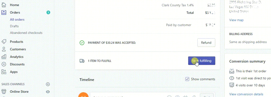 image shows how you can fulfil orders after linking to sell product on amazon via Shopify.